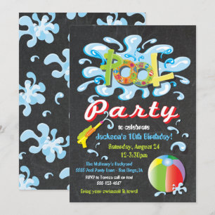 Piscine d'eau fêter les invitations d'anniversaire
