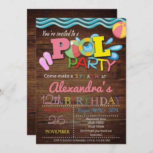 PISCINE D'ÉTÉ INVITATION (Devant / Derrière)