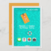 Piscine d'été Invitation de fête d'anniversaire (Devant / Derrière)