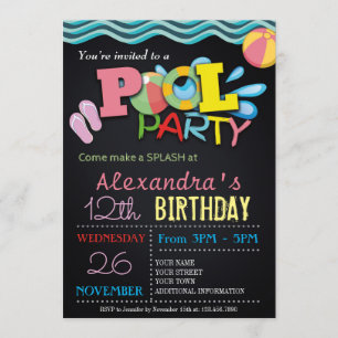 PISCINE D'ÉTÉ INVITATION PISCINE ANNIVERSAIRE