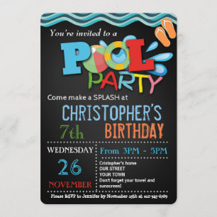 PISCINE D'ÉTÉ INVITATION   PISCINE ANNIVERSAIRE