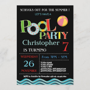 PISCINE D'ÉTÉ INVITATION PISCINE ANNIVERSAIRE