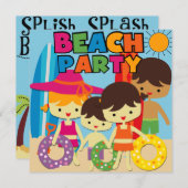 Piscine d'été Plage Anniversaire Invitations (Devant / Derrière)