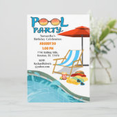 Piscine en bord de piscine Anniversaire Invitation (Debout devant)