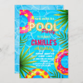 Piscine Fête Anniversaire Invitation (Devant / Derrière)