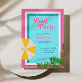 Piscine fête anniversaire Invitation rose
