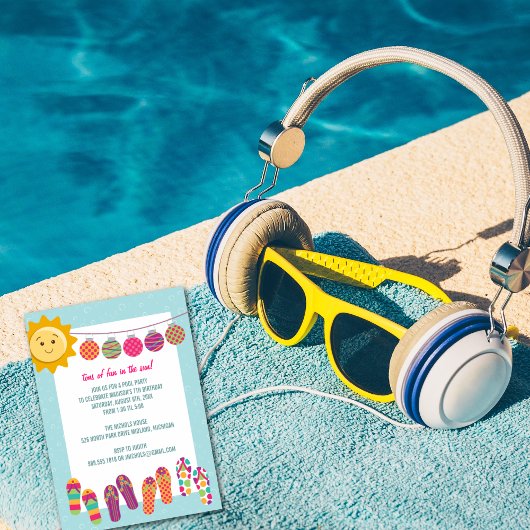 Piscine fête anniversaire Invitations