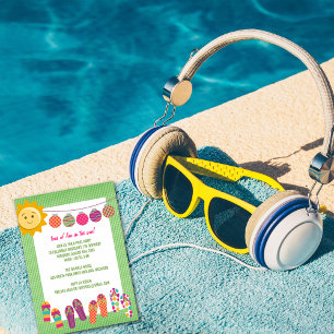 Piscine fête anniversaire Invitations