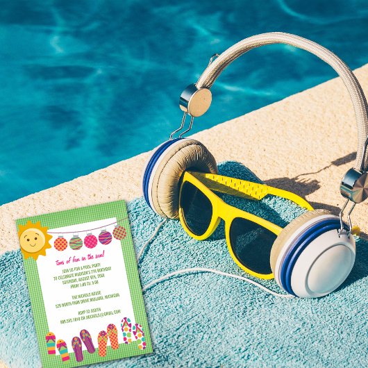 Piscine fête anniversaire Invitations