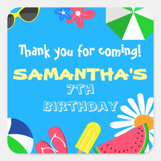Piscine Fête Anniversaire Summer Beach Étiquette (Devant)