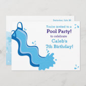 Piscine Fête Eté bain Eau Slide Invitation (Devant / Derrière)