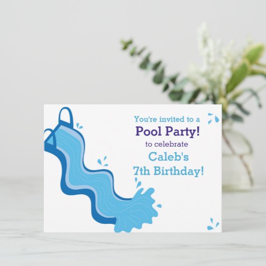 Piscine Fête Eté bain Eau Slide Invitation (Debout devant)