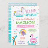 Piscine fêté été fille Anniversaire invitation (Devant / Derrière)