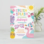 Piscine fêté été fille Anniversaire invitation (Debout devant)