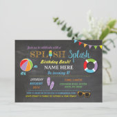 Piscine Fête Naissance Splish Splash Invitation (Debout devant)