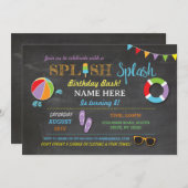 Piscine Fête Naissance Splish Splash Invitation (Devant / Derrière)