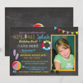 Piscine Fête natation Splash Photo Invitation (Devant / Derrière)