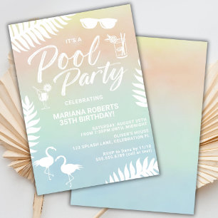 Piscine fêtes été fête d'anniversaire Invitation