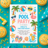 Piscine fêtes été fête d'anniversaire Invitation