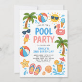 Piscine fêtes été fête d'anniversaire Invitation (Devant)