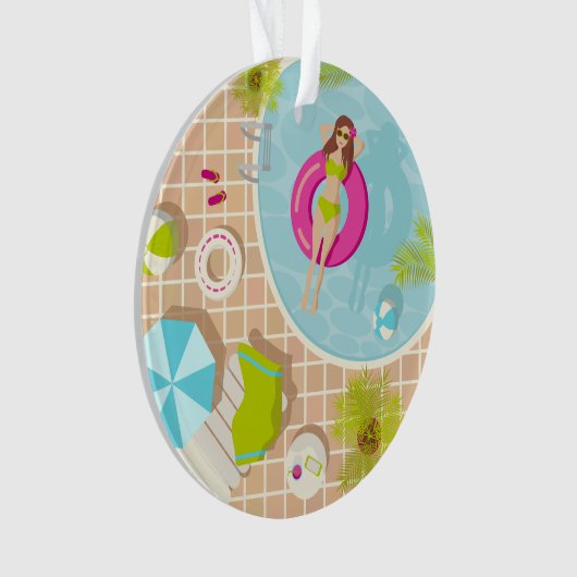 Piscine fille en bikini plage d'été (devant)