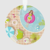 Piscine fille en bikini plage d'été (dos)