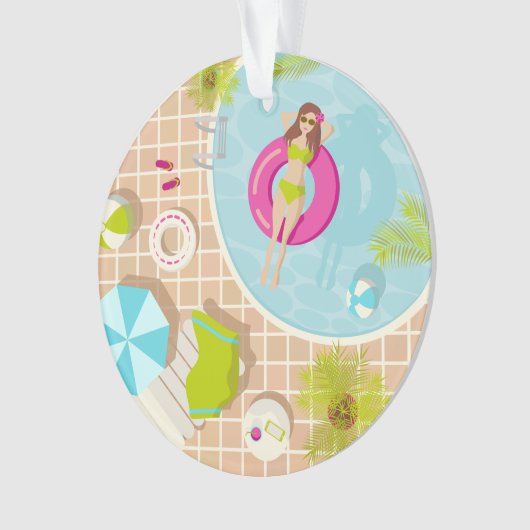 Piscine fille en bikini plage d'été (devant)