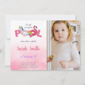 Piscine Flamant rose rose Invitations Anniversaire (Devant)