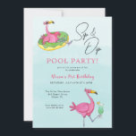 Piscine Flamants roses roses Invitation fête d'ann<br><div class="desc">Amusant et élégant Summer cocktail pool party Anniversaire invitation, Parfait pour la fête du Barbecue d'été, fête d'anniversaire, soirée cocktail au bord de la piscine. Customisez en cliquant sur les cases "Modifier ce modèle de conception" à droite de l'élément, ou cliquez sur le bouton bleu "Customiser" pour arranger le texte,...</div>
