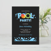 PISCINE NOIRE ET BLEU ANNIVERSAIRE INVITATION (Debout devant)