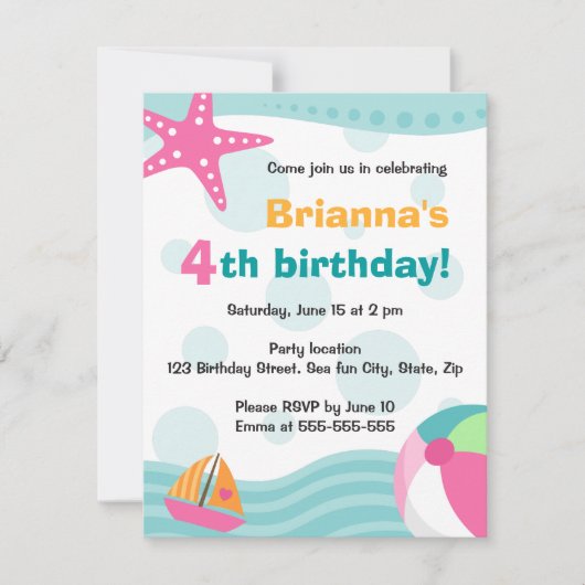 Piscine ou invitation de plage agréable et amusant (Devant)