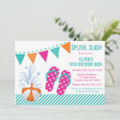 Piscine ou plage Anniversaire Fête Invitation Flip (Debout devant)