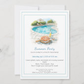 Piscine & Pizza Summer Party Invitation (Devant)
