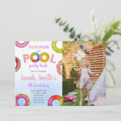 Piscine rose violet Invitations Anniversaire avec (Debout devant)