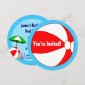 Piscine Thème Personnalisé Fête Ronde Invitations (Devant / Derrière)