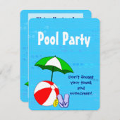 Piscine Thème Personnalisé Invitations (Devant / Derrière)