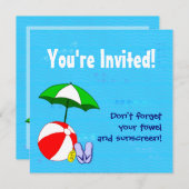 Piscine Thème Personnalisé Invitations (Devant / Derrière)