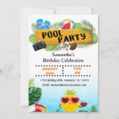 Piscine tropicale Anniversaire Invitation (Devant)