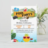 Piscine tropicale Anniversaire Invitation (Debout devant)