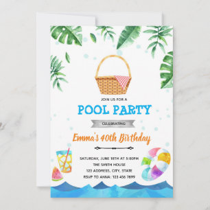Piscine tropicale brunch invitation
