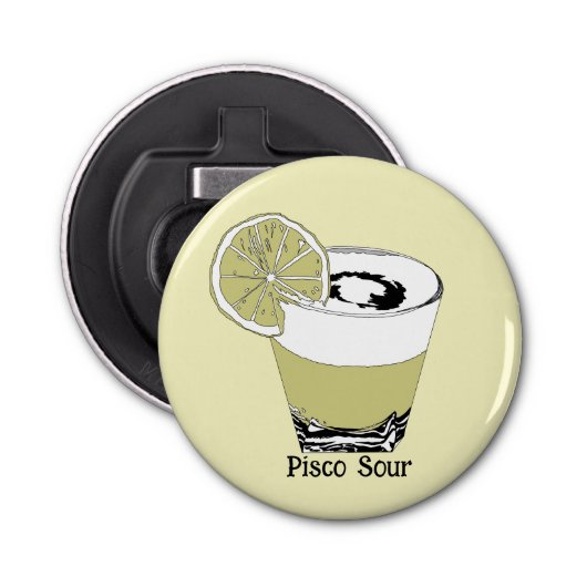 Pisco Sour Illustration Button Flesopener (Voorkant)