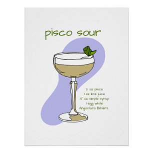 Pisco Sour Recept Wandkunst, Cocktail Art Perfect Poster