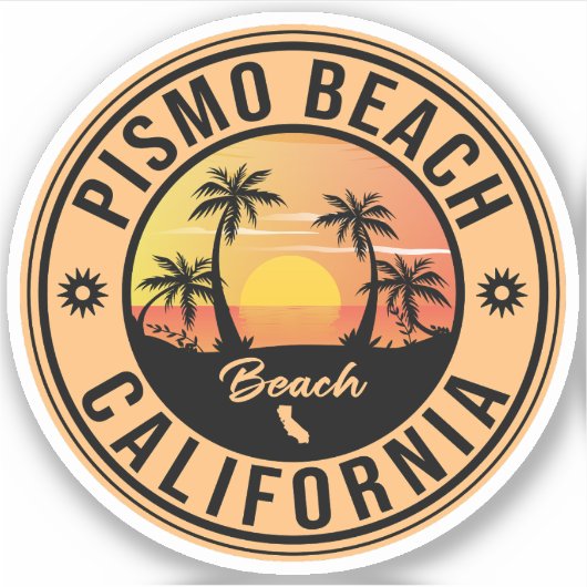 Pismo Beach California  Palm Tree 60s Sticker (Voorkant)