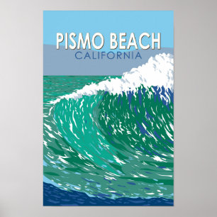 Pismo Beach Californië Reis Kunst Vintage Poster