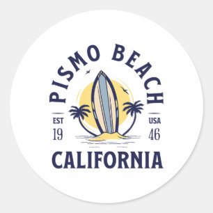 Pismo Beach Californië Surfen Zomer Vakantie Vinta Ronde Sticker
