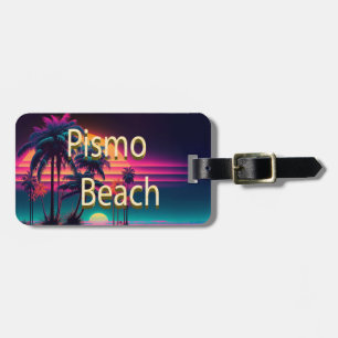 Pismo Beach Neon Palmbomen Bagagelabel