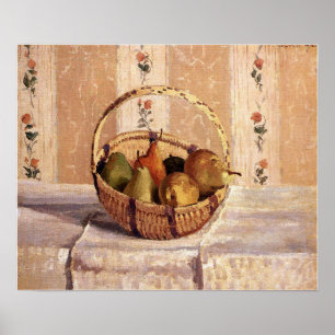 Pissarro - appels en peren in een ronde mandje 187 poster