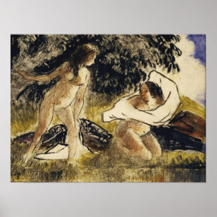 Pissarro - Badenden 1895 Poster