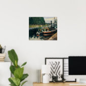 Pissarro - Barges bij Pontoise 1876 Poster (Thuiskantoor)