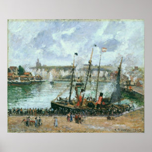 Pissarro - Binnenhaven Dieppe hoog tij 's ochtends Poster